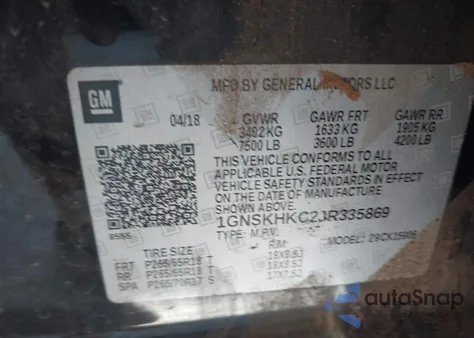 2018 Chevrolet Suburban Lt z USA, uszkodzony, nr VIN 1GNSKHKC2JR335869